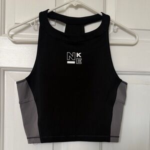 Nike Black Crop Tank with Gray Side Panels
